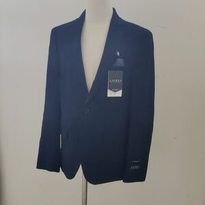 New!Lauren Ralph Lauren Navy Blue Plaid Boy's Suit Jacket Y2K Formal Blazer Retr